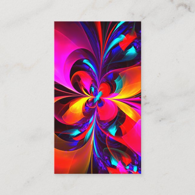 Carte De Visite Floral moderne Art Abstrait Rouge Bleu Motif #07 (Devant)
