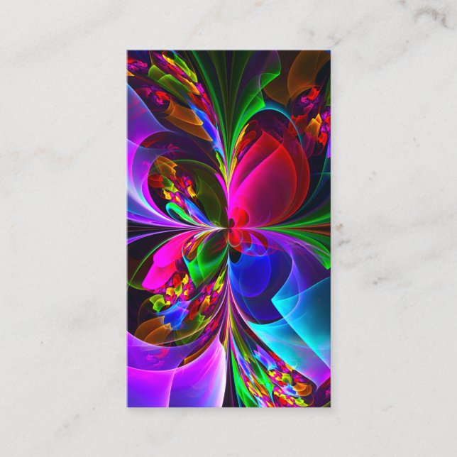 Carte De Visite Floral moderne Art Abstrait Rouge Bleu Motif #12 (Devant)