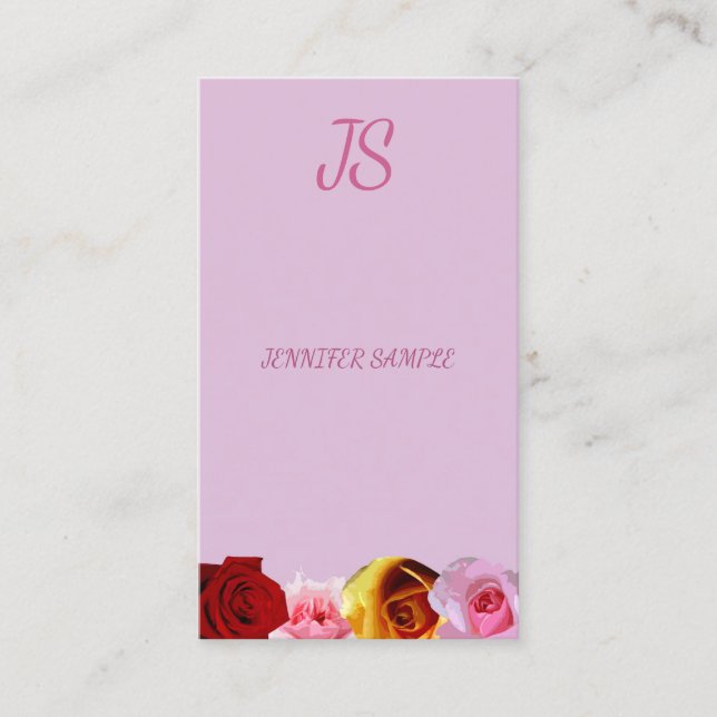 Carte De Visite Floral Moderne Élégant Monogramme Rose Modèle chic (Devant)