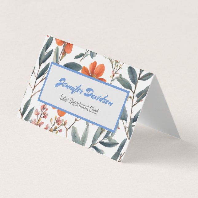 Carte De Visite Floral moderne minimaliste élégant professionnel (Devant)