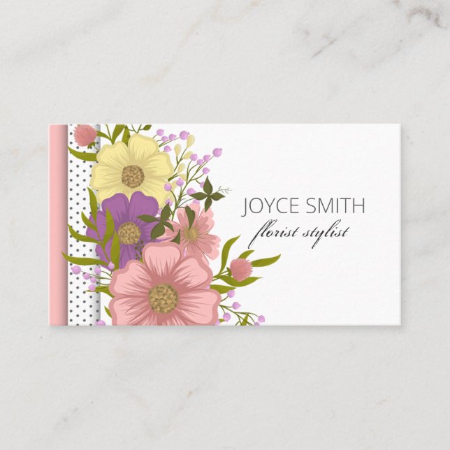 Carte de visite floral multicolore lusical (Devant)