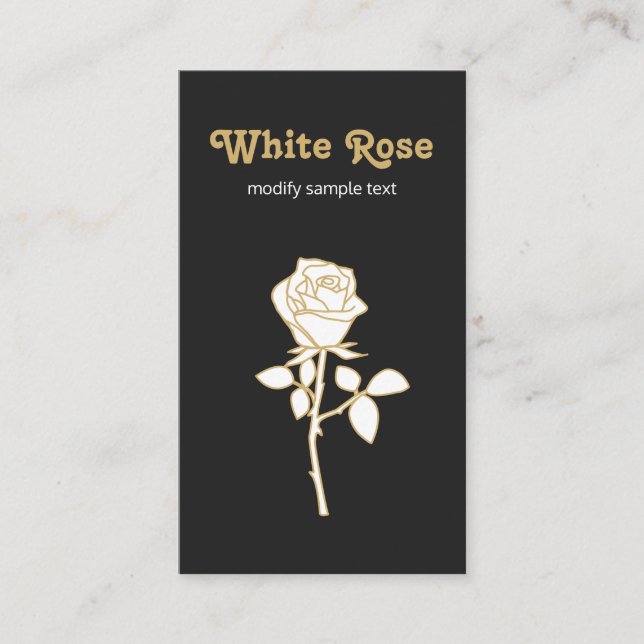 Carte De Visite Floral noir blanc Rose (Devant)
