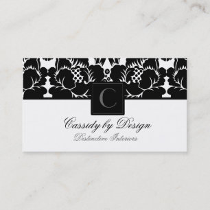 Carte de visite floral noir de damassé de Cassidy