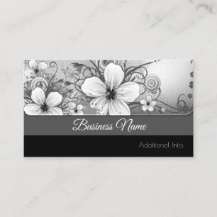 Carte de visite floral noir et blanc