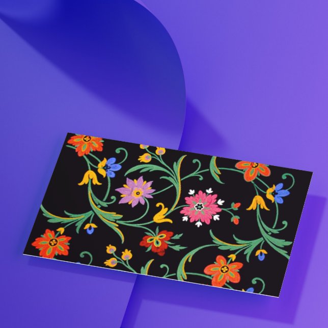 Carte De Visite Floral noir multicolore (Créateur téléchargé)