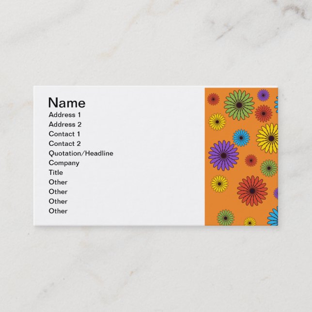Carte de visite floral orange mignon (Devant)
