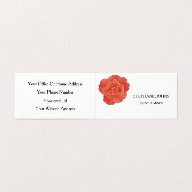 Carte De Visite Floral Orange Rose Wedding White Event Planner (Extérieur déplié)