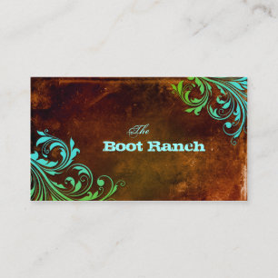 Carte de visite Floral Ouest Brown Bleu Grunge