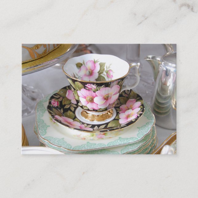 Carte de visite floral personnalisable de tasse de (Devant)