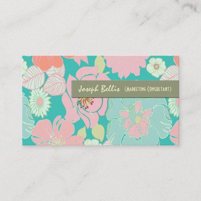 Carte de visite, floral rétro (Devant)