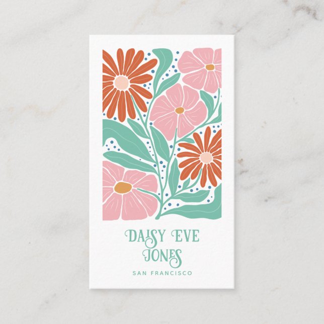 Carte de visite Floral Retro Boho (Devant)