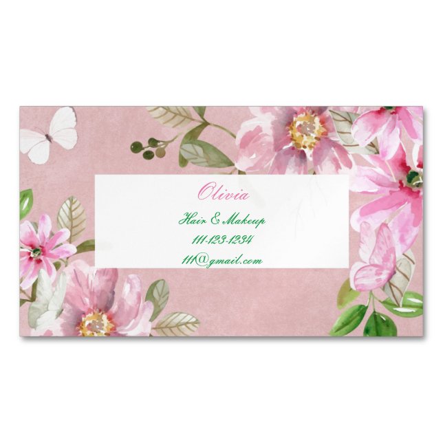 carte de visite floral rose (devant)