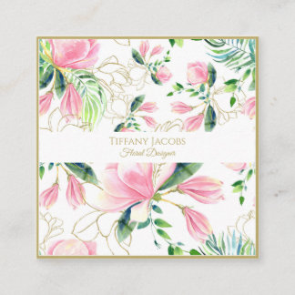 Carte de visite floral rose Magnolia