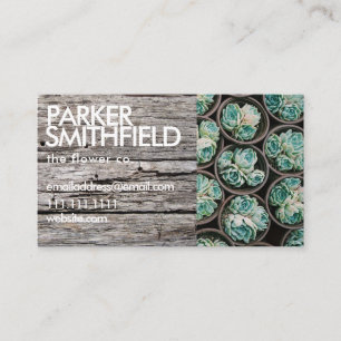 Carte De Visite Floral rustique succulent en bois