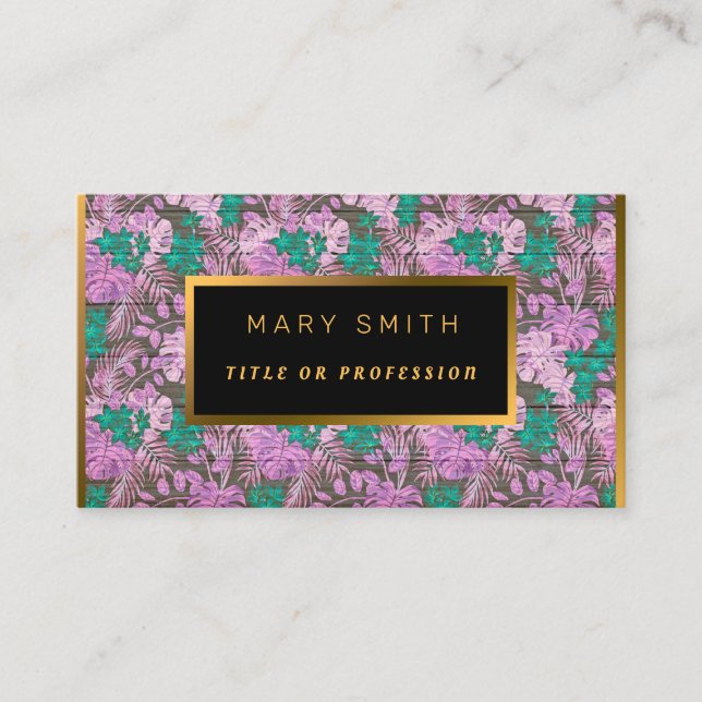 Carte De Visite Floral sur Personnaliser Or Bois Professionnel Mod (Devant)