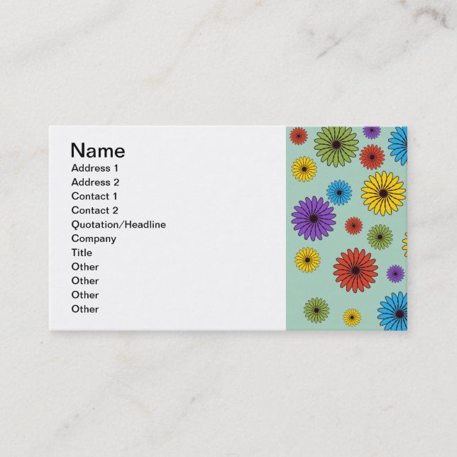 Carte de visite floral vert Mint (Devant)