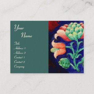 Carte De Visite FLORAL, vert rouge bleu orange