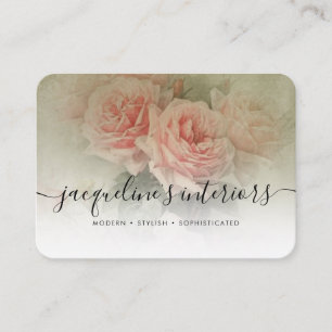 Carte De Visite Floral Vintage Élégant Roses Roses Roses Rose Sage