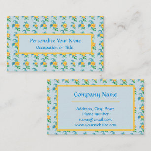 Carte De Visite Floral vintage jaune orange