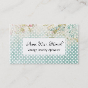 Carte De Visite *~* Floral Vintage Polka Dot Fleurs