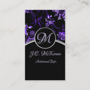 Carte de visite floral violet de monogramme 3