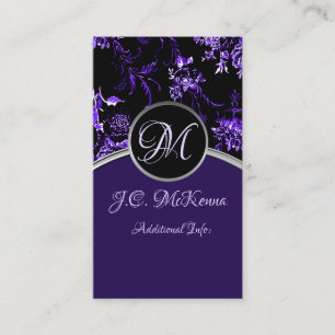 Carte de visite floral violet monogramme 4