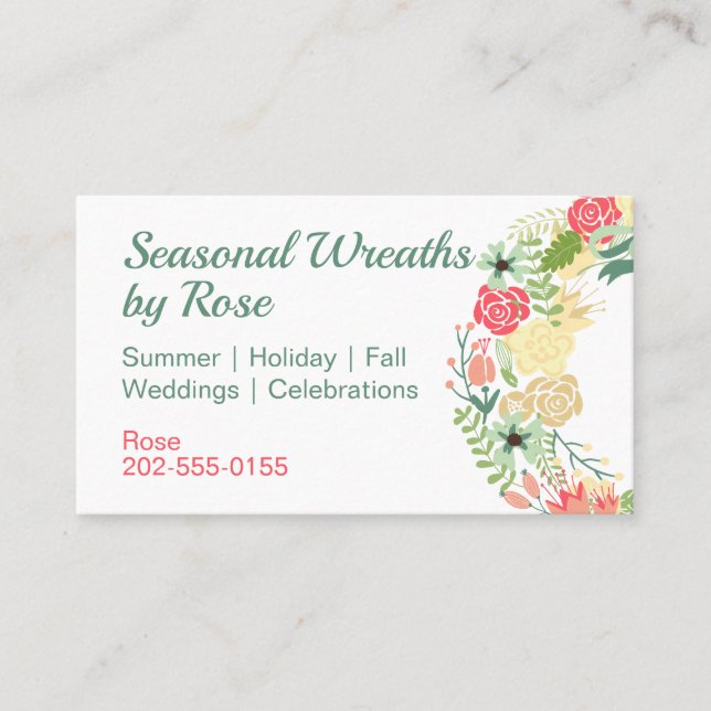 Carte De Visite Floral Wreath Boho (Devant)