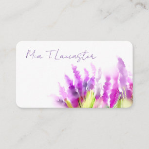 Carte de visite florale aquarelle lavande violet