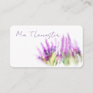 Carte de visite florale aquarelle lavande violette
