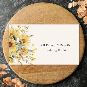 Carte de visite florale Bouquet de tournesols aqua