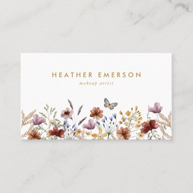 Carte de visite florale chic (Devant)