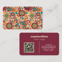 Carte de visite florale groovy psychédélique des a