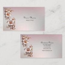 Carte de visite florale rose décorative