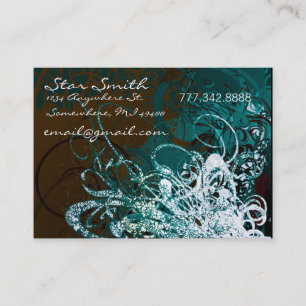Carte De Visite Florales tourbillonnant MerBleu et chocolat