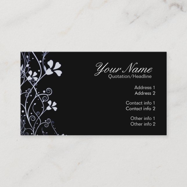 Carte de visite Florali noir blanc (Devant)