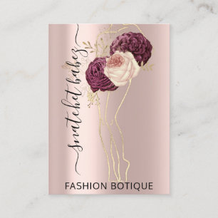 Carte De Visite Florals Wreath Rose QR Code corps SculptingStylist