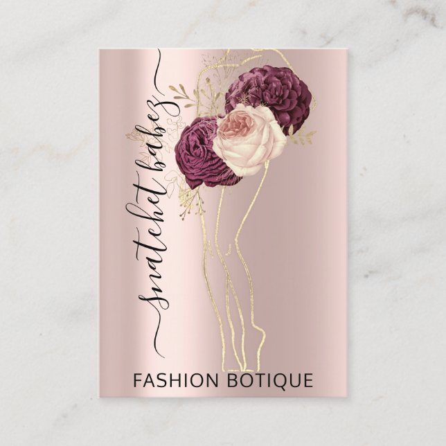 Carte De Visite Florals Wreath Rose QR Code corps SculptingStylist (Devant)