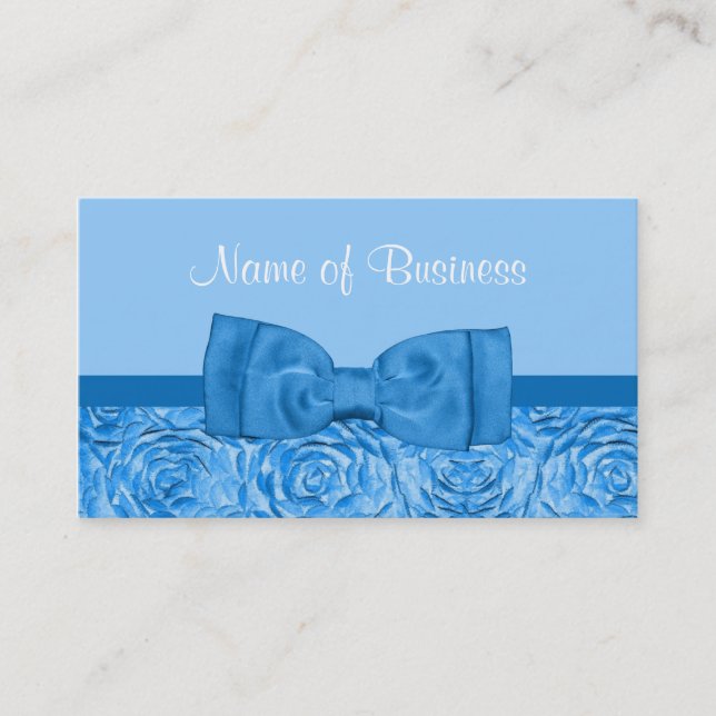 Carte De Visite Flore Bleue Chic Éblouissant Avec Joli Bow (Devant)