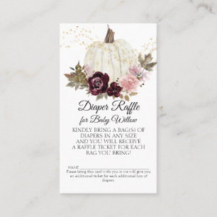 Carte De Visite Flore Chute Citrouille Rose Or Rouge Diaper Raffle