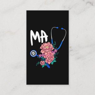 Carte De Visite Flore de stéthoscope à fleurs de l'infirmière adjo