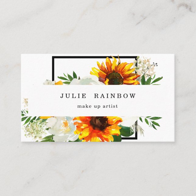 Carte De Visite Flore de tournesol artistique - Blanc 2 (Devant)