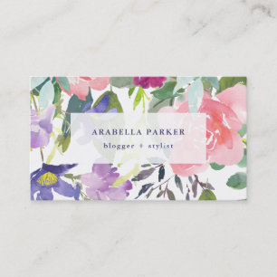 Carte De Visite Flore peint à la main  Aquarelle tendance