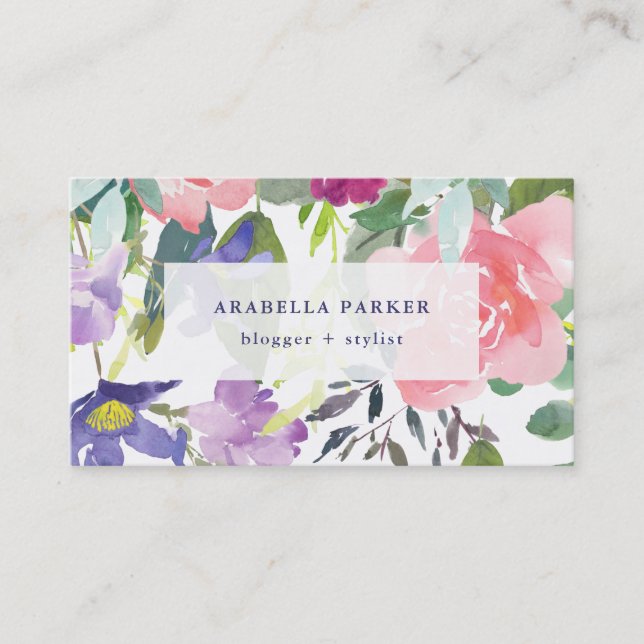 Carte De Visite Flore peint à la main| Aquarelle tendance (Devant)
