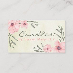 Carte De Visite Flore Rose Et Beige Faite À La Main Candle Soy Fr
