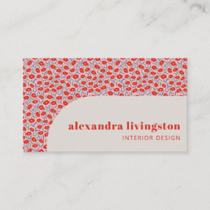 Carte De Visite Flore rouge scandinave créative moderne 