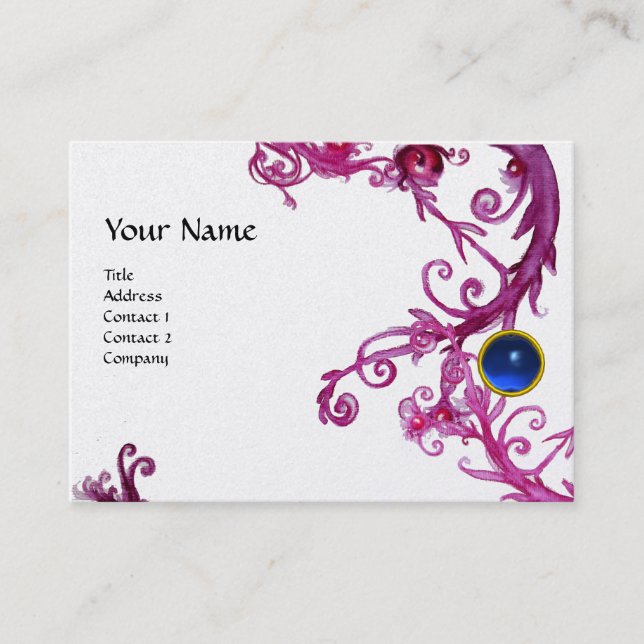 Carte De Visite FLORENTINE BAROQUE MONOGRAM GEM bleu rose platine (Devant)