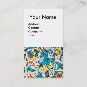 CARTE DE VISITE FLORENTINE RENAISSANCE BLEU FLORAL SWIRLS, FLEURS
