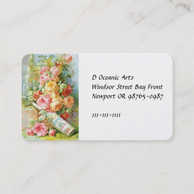 Carte De Visite Floride Eau Cologne avec Roses de chou (Devant)