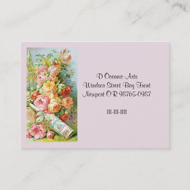 Carte De Visite Floride Eau Cologne avec Roses de chou (Dos)