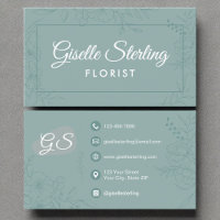 Florist Fleurs Turquoise Floral Line Art Script